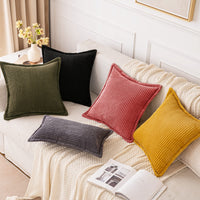 10 x Brand New MIULEE Corduroy Cushion Cover Soft Cushion Cover Decorative Sofa Cushions Square Throw Pillows Modern Decorative Pillowcase Striped Pillowcases for Living Room Bedroom 2 Pieces 45 x 45 cm, Ginger - RRP €181.4