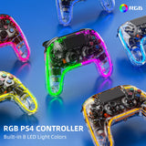 1 x RAW Customer Returns Wireless PS4 Controller with Hall Trigger 8 RGB LED Lights, Custom PS4 Remote Gamepad Joystick Accessory, Dual PS4 Shock Wireless Controller for PlayStation 4 Slim Pro PC Black  - RRP €51.47