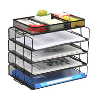 1 x RAW Customer Returns EasyPAG Set of 5 Metal Landscape Stackable Letter Trays A4 Storage Bin Office Magazine Holder Magazine Organizer Paper Bin Document Holder,Black - RRP €32.99