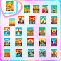 2 x Brand New Makstore Pack of 100 Suitcase Sticker Set, Travel Stickers, World Map Stickers, Stamp Style Stickers for Laptop Suitcase, Mobile Phone, Car, Skateboard Travel-2  - RRP €14.08