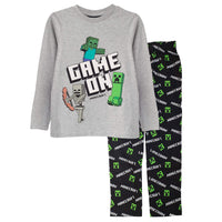 1 x RAW Customer Returns Minecraft Game On Long Pajamas, Kids, 110-182, Black White Heather Grey, Official Merchandise - RRP €21.95