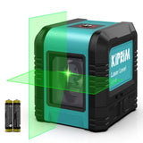 1 x RAW Customer Returns Cross line laser, Kiprim LV1D self-leveling line laser 15M 0.2 mm m, 360 switchable vertical horizontal green laser IP54 dust water protection including 2 AA batteries protective bag - RRP €34.42