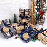 1 x Brand New 10 sheets of kraft wrapping paper, 50 x 76cm Christmas wrapping paper, Christmas wrapping paper with 5m ribbon 10 kraft paper labels 10 message cards 1 double-sided adhesive tape - RRP €11.09