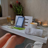 1 x RAW Customer Returns Deep Calm Bathtub Caddy - Adjustable Bamboo Bathtub Board - Non-Slip Bathtub Caddy Fits Most Bathtubs - Holds Book, iPad, Phone, Glass, Candle White  - RRP €33.49