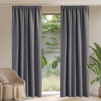 1 x RAW Customer Returns PONY DANCE thermal curtain heat protection ruffle tape living room curtains grey opaque set of 2 H 245 x W 140 cm blackout curtains with ruffle tape for rail Blackout Curtains for Living Room - RRP €34.08