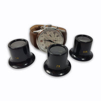 100 x RAW Customer Returns Watchmaker s loupe jeweler s loupe 3-piece set watchmaker s eye eyepiece with 20 mm glass lens magnification factor 5 7 10 - RRP €1260.0