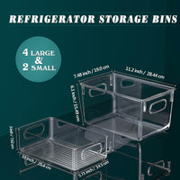 1 x RAW Customer Returns FINEW refrigerator organizer set of 6 4 large 2 medium , high-quality pantry storage containers with handle, transparent storage box organizer, ideal for kitchens, refrigerators, cupboards - BPA free - RRP €39.31