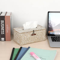 1 x RAW Customer Returns SUMNACON Rectangular Seagrass Cosmetic Tissue Box Household Decorative Woven Paper Holder Caramel Rattan Tissue Box Home Decoration Living Room Office Restaurant Handicrafts White - RRP €17.14