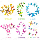 1 x RAW Customer Returns PGFUN 3D Butterflies Decoration Pack of 72 Stickers Fluorescent Wall Stickers Wall Decoration 3D Stickers for the Wall Apartment Home Wall Decor Decoration 12 Blue, 12 Colors, 12 Green, 12 Yellow, 12 Pink, 12 Purple  - RRP €6.99