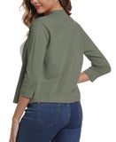 1 x RAW Customer Returns Women s 3 4 Sleeve Open Front Bolero Cardigan Shrug Solid Cardigan Top M, Light Olive Green  - RRP €32.11