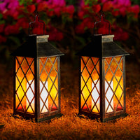 1 x RAW Customer Returns Solar Lantern for Outdoors, OxyLED Solar Lamps for Outdoors 2 Pieces IP44 Waterproof Metal Solar Lanterns for Outdoors with Flickering Effect Candles Balcony Decoration Vintage Hanging for Patio Terrace Wall Table - RRP €42.29