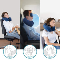 1 x Brand New bonmedico travel pillow neck pillow for plane, car, train travel, relaxation - neck pillow for adults - memory foam cooling gel - neck support pillow with velor cover - RRP €19.82