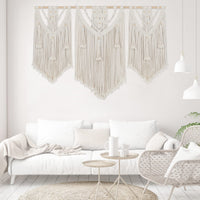 1 x RAW Customer Returns HOLAVIDA Macrame Wall Hanging, Boho Chic Woven Tapestry Tassel Rope Wall Decoration Boho Bedroom Living Room Gallery 110cm x 80cm  - RRP €35.99