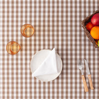 1 x RAW Customer Returns GAMUSI Stain-Resistant Tablecloth Touch Rectangular Vichy Check Fabric, Waterproof Cotton, 140x240 cm Taupe Color - RRP €21.99