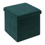 1 x RAW Customer Returns Bonlife Stool Cube with Storage Space, Foldable Cube Seat with Lid, Velvet Footstool Chest Storage Box, Green, 40 x 40 x 40 cm - RRP €29.23