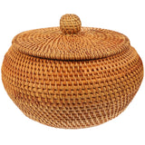 1 x RAW Customer Returns Round Rattan Boxes with Lid 7. 86 Inch Handwoven Serving Bowl Basket Natural Storage Jar Wicker Organizer Container Pot for Coffee Candy Jewelry Tea Snack - RRP €29.35