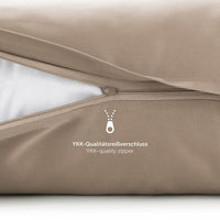 1 x RAW Customer Returns Blumtal Mako satin bed linen set 135x200 80x80 pillowcase beige - Oeko Tex certified - satin bed linen made of 100 cotton - elegant glossy look with zipper - duvet cover set - RRP €39.6