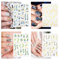 4 x Brand New Thinp 12 sheets of nail stickers, self-adhesive nail stickers, gold marbled nail stickers, nail stickers, nail art stickers, French marble nail stickers, nail stickers, for DIY nail decoration - RRP €81.6