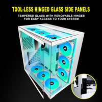 1 x RAW Customer Returns KEDIERS PC Case - Tempered Glass ATX Tower Gaming PC with 6 ARGB Fans C590 White - RRP €119.99