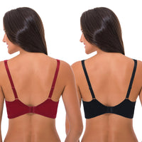 1 x RAW Customer Returns Curve Muse Women s Plus Size Minimizer Lace Full Coverage Unlined Wireless Bra-Red,Black-90D - RRP €42.84