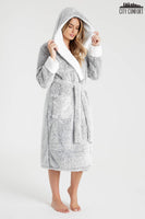 1 x RAW Customer Returns CityComfort Bathrobe Women Fluffy, Fleece Dressing Gown Women with Hood, Dressing Gown Women Two-tone, S  - RRP €28.07