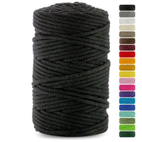 1 x RAW Customer Returns Netuno 1x Black Colored Macram Cord 5mm 100m Macrame Thread Cotton Cord Cotton Yarn Cord Crochet Cord Knitting Needles Macrame Ball Black Macrame Cord - RRP €15.58