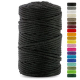 1 x RAW Customer Returns Netuno 1x Black Colored Macram Cord 5mm 100m Macrame Thread Cotton Cord Cotton Yarn Cord Crochet Cord Knitting Needles Macrame Ball Black Macrame Cord - RRP €15.58