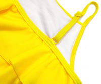 1 x Brand New SHEKINI Girls 2 Piece Bikini Set Double Layers Flounce Swimwear Low Waist Bikini Bottom Cute Floral Swimwear Hawaii Tankini Lemon Yellow, 6-8 Years  - RRP €22.36