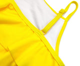 1 x Brand New SHEKINI Girls 2 Piece Bikini Set Double Layers Flounce Swimwear Low Waist Bikini Bottom Cute Floral Swimwear Hawaii Tankini Lemon Yellow, 6-8 Years  - RRP €22.36