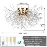 1 x Brand New FRIDEKO HOME Modern Crystal Ceiling Light Gold, 6-Flame Firework Chandelier Crystal Ceiling Lamp for Bedroom Living Room Dining Room Kitchen Hallway Without Light Bulb  - RRP €68.56