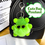 1 x Brand New xinrongda Plush Keychain with Briquette Pendant, Pompoms Keychain with Positive Card, Cute Plush Toy for Decoration Green  - RRP €22.8