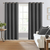 1 x Brand New TOPICK Curtain Opaque with Eyelets Blackout Curtain Lightproof Thermal Curtain Structured Curtains Plain Color for Living Room Bedroom 2 Pieces Dark Gray 130 x 145 cm - RRP €36.29