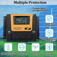 1 x RAW Customer Returns 80A Solar Charge Controller 12V 24V 36V 48V Solar Controller, PWM Solar Charge Controller 80A with Temperature Sensor, 4 USB Ports, Fit for MAX 4160W Solar Panels 12V 24V 36V 48V Lead Acid Battery  - RRP €72.78