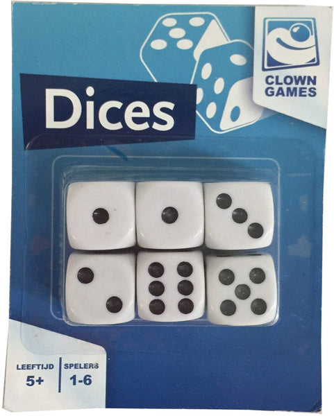 1 x Brand New Clown Games - Clown Games Dice in Black and White - 6 Units - RRP €3.75