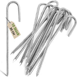 1 x RAW Customer Returns Graxury 30cm Heavy Duty Trampoline Tent Anchor Ground Nails - Galvanized Steel Rustproof J-Hook Rebar Stakes Fit for Trampolines, Camping, Garden Sheds, Swings with Chisel Tip End 10 Pack  - RRP €20.35