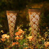 1 x RAW Customer Returns G rvitor metal solar lights garden, 2 pieces solar lamps for outdoor garden decoration, LED garden lights solar warm white IP65 waterproof for balcony flower boxes lawn path Christmas retro  - RRP €35.61