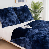 1 x RAW Customer Returns HOMFINE Plush Bedding 135 x 200cm Soft Winter Flannel Blanket Fleece Blanket with 2 Pillowcases 80 x 80cm Blue - RRP €22.8