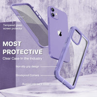 1 x RAW Customer Returns CENHUFO Privacy Case for iPhone 12 iPhone 12 Pro, 360 Degree Cell Phone Case Protective Case with Built-in 9H Privacy Tempered Glass Screen Protector Shockproof Armored Case Anti Spy Cover Outdoor Case - Purple - RRP €18.67