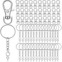 1 x RAW Customer Returns 120 pieces key ring set with 30 pieces key rings with chain, 30 pieces key ring carabiners, 30 pieces split rings and 30 pieces screw eye pins for DIY key crafts silver . - RRP €6.02