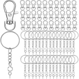 1 x RAW Customer Returns 120 pieces key ring set with 30 pieces key rings with chain, 30 pieces key ring carabiners, 30 pieces split rings and 30 pieces screw eye pins for DIY key crafts silver . - RRP €6.02