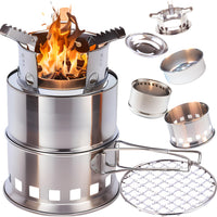 1 x RAW Customer Returns Bestargot Hobo Stove Wood Stove Camping Grill, Portable Camping Hobo Oven Made of Stainless Steel, Outdoor Grill Wood Gasifier for Solo Camping, Survival, Bushcraft, BBQ - RRP €17.49