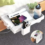 1 x RAW Customer Returns SOLEJAZZ Nightstand for Bed, Foldable Clip-on Bedside Shelf Tray College Dorm Essential Table Caddy with Cup and Cable Holder for Bedroom, White - RRP €22.99