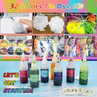 1 x RAW Customer Returns TopDirect 32 Colors Tie Dye Kit, Non-Toxic Permanent Fabric Tie Dye with Tie Dye Powders, Squeeze Bottles, Rubber Bands and Gloves for Kids and Adults DIY - RRP €25.99