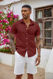 1 x RAW Customer Returns COOFANDY Men s Shirts Short Sleeve Slim Fit Casual Shirts Wrinkle Free Shirt Summer Business Shirt Casual Men s Shirt with Button Placket Formal Shirt Kent Collar Wine Red 3XL - RRP €24.99