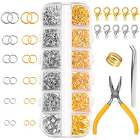 1 x RAW Customer Returns FEPITO 1540pcs Open Jump Rings Jump Rings for Jewelry Making Supplies Gold and Silver Jewelry Repair Kit with Lobster Clasps - RRP €10.3