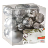 6 x Brand New Prextex Silver Christmas Baubles for Christmas Decorations - 36 Pieces Shatterproof Christmas Tree Ornaments with Hook - Christmas Tree Decorations Combo of 6 Styles in 3 Different Sizes  - RRP €119.94