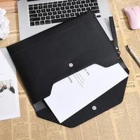 1 x RAW Customer Returns Wonderpool A4 Envelope Folder File Case Thickened PU Leather with Wrist Strap and Pockets Pouch for Documents Stationery Tablet PC Holder Organizer Bag Black  - RRP €15.95