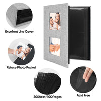 1 x RAW Customer Returns Nacial photo album slip-in album 10x15 200 photos, linen photo album slip-in albums 10x15 with 50 sheets 100 pages, photo album for inserting black pages with 200 pockets for wedding family - RRP €15.12