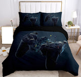 1 x RAW Customer Returns SHUAIG Gaming Duvet Cover Gamepad Bedding Set Bedding Set Microfiber Print Bed Sheet and Pillow Cover. Black Concept, 220x240cm  - RRP €39.99