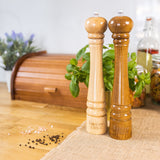 1 x RAW Customer Returns Creative Home Large Salt Pepper Mill Wood Set of 2 mills with mini wooden scoop 31.5cm height Manual squeeze mechanism Perfect pepper and salt mill spice mill for every kitchen - RRP €40.19